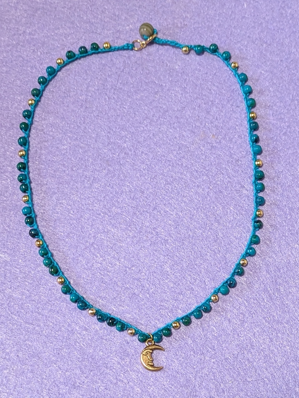 Teal/Gold Moon Necklace